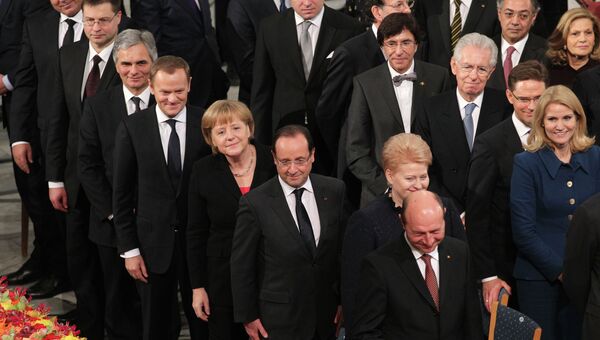 Главы стран ЕС на вручении Нобелевской премии мира в Осло, Норвегия