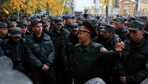 Бойцы Нацгвардии Украины устроили акцию протеста у администрации президента в Киеве. Архивное фото