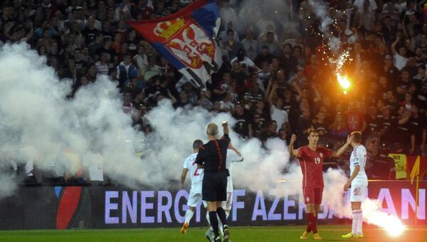 Беспорядки на футбольном матче Сербия - Албания. Архивное фото