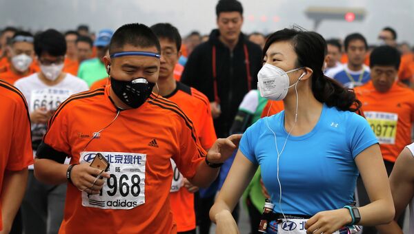 Участники марафона в Пекине