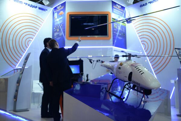 Беспилотный вертолет Бриз на стенде ОАО НПП Радар ММС на XVIII Международной выставке Интерполитех-2014