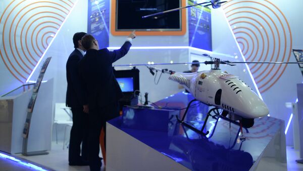 Беспилотный вертолет Бриз на стенде ОАО НПП Радар ММС на XVIII Международной выставке Интерполитех-2014