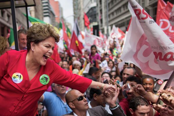 Президент Бразилии Дилма Руссефф на предвыборном митинге