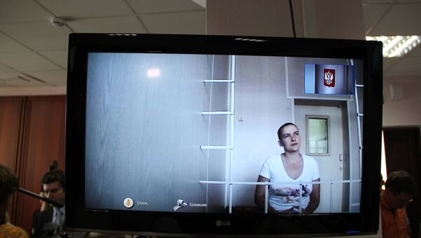 Изображение летчицы Надежды Савченко, подозреваемой в пособничестве в убийстве российских журналистов