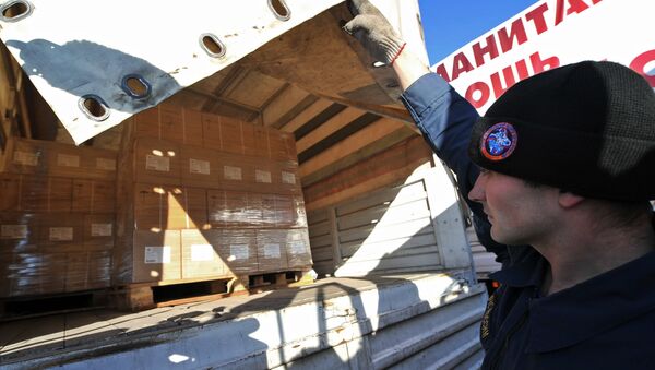 Грузовики четвертого конвоя с гуманитарной помощью для Донбасса
