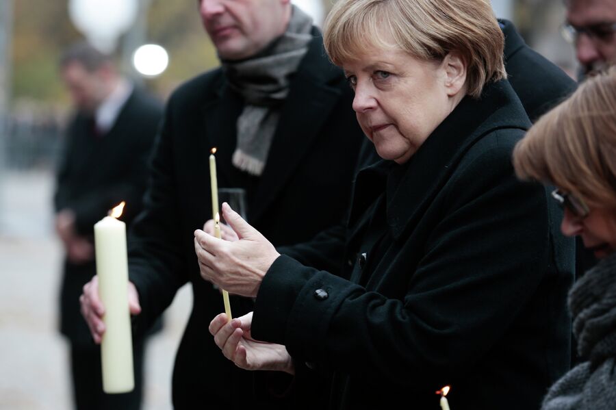 Канцлер Германии Ангела Меркель во время празднования 25-й годовщины падения Берлинской стены