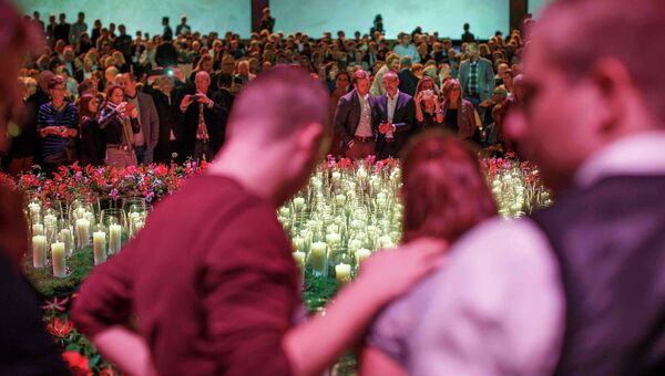 Церемония памяти погибших рейсом MH17 в амстердамском конференц-центре RAI. 10 ноября 2014