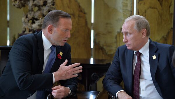 Президент России Владимир Путин и премьер-министр Австралии Тони Эббот