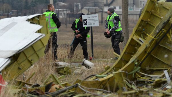 Голландские эксперты работают на месте крушения MH17, архивное фото