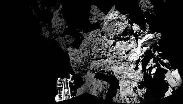 Посадочный модуль космического аппарата Розетты Фил на поверхности кометы Чурюмова-Герасименко. Архивное фото