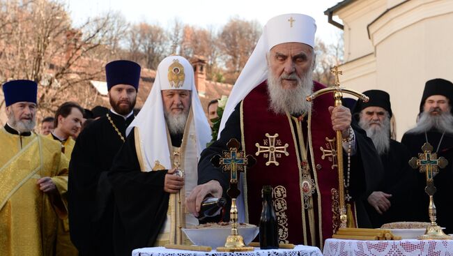 Патриарх Московский и всея Руси Кирилл и святейший патриарх Сербский Ириней