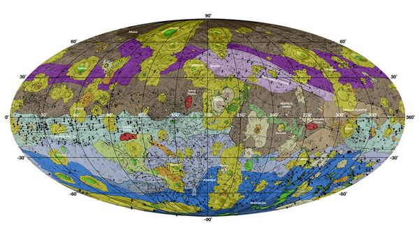 Геологические карты крупного астероида Веста (Vesta)