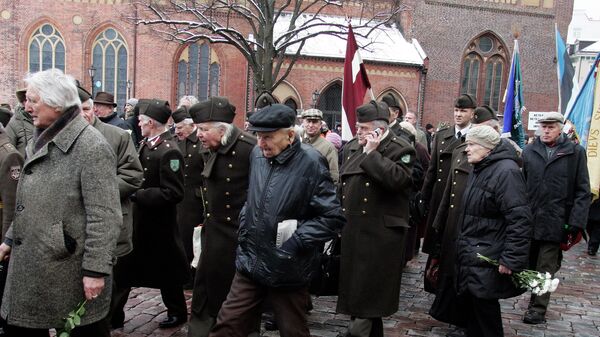 Шествие ветеранов латышского легиона Waffen-SS и их сторонников в Риге