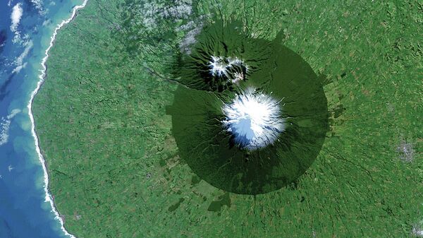 Национальный парк Эгмонт в Новой Зеландии на снимке из космоса