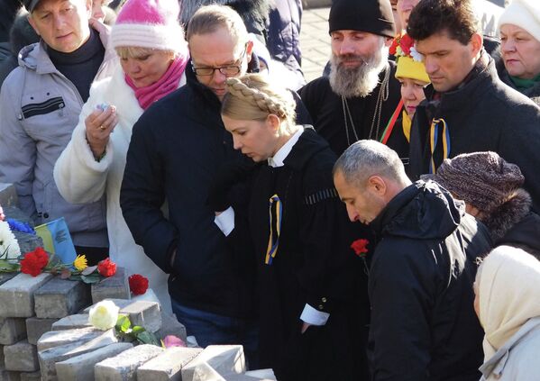 Юлия Тимошенко во время памятных мероприятий, посвященным годовщине начала событий на Майдане