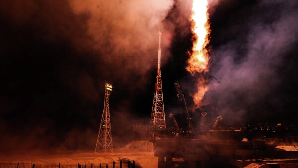 Старт ракеты-носителя Союз-ФГ с ТПК Союз ТМА-15М. Архивное фото