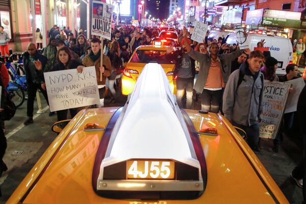 Протест на площади Таймс-Сквер в Нью-Йорке