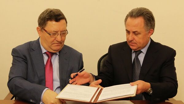 Губернатор Тамбовской области Олег Бетин и министр спорта РФ Виталий Мутко (слева направо)