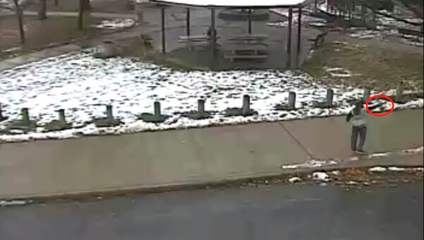 Кадр из видео, на котором изображен момент убийства полицейским 12-летнего мальчика в Огайо