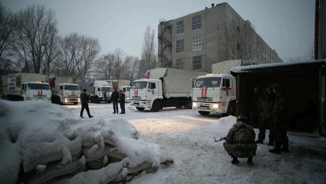 Восьмой российский конвой с гуманитарной помощью прибыл в Донецк