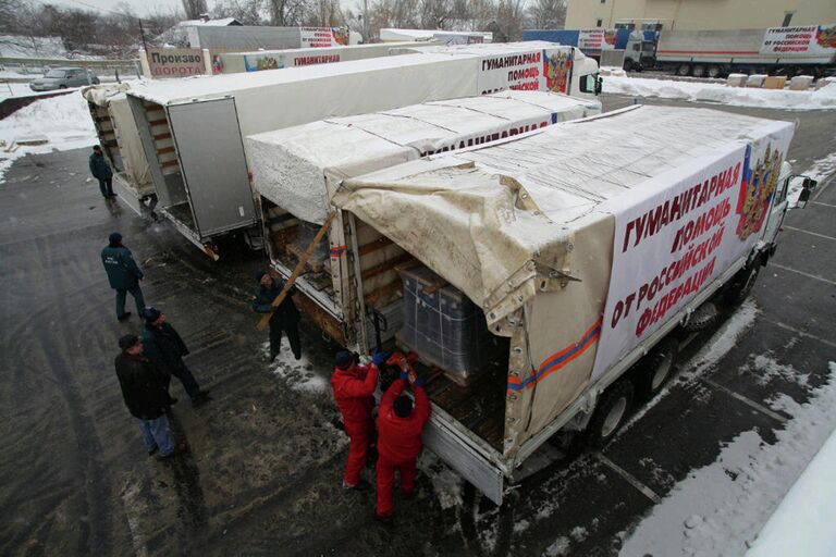 Восьмой российский конвой с гуманитарной помощью прибыл в Донецк