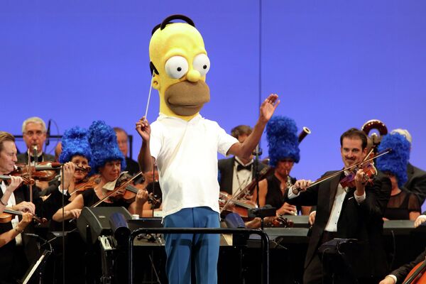 Дирижер Томас Уилкинс в костюме одного из героев мультсериала The Simpsons