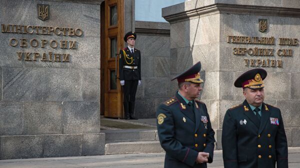 Министр обороны Украины генерал-полковник Степан Полторак у здания Министерства обороны Украины в Киеве. Архивное фото