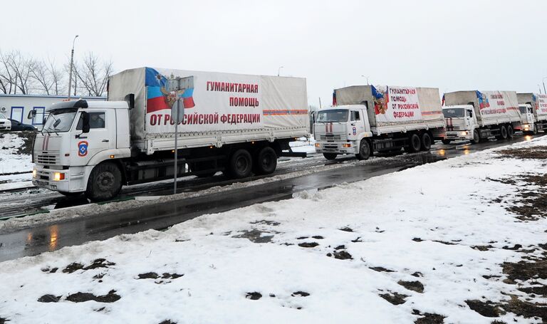 Девятый российский гуманитарный конвой для Донбасса прибыл на КПП Донецк