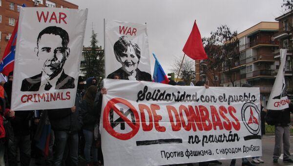 Антифашистский митинг в Мадриде в поддержку Донбасса. 14.12.2014
