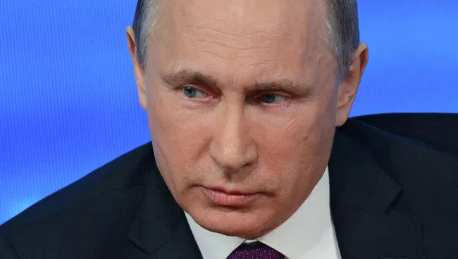 Президент России Владимир Путин на десятой большой ежегодной пресс-конференции