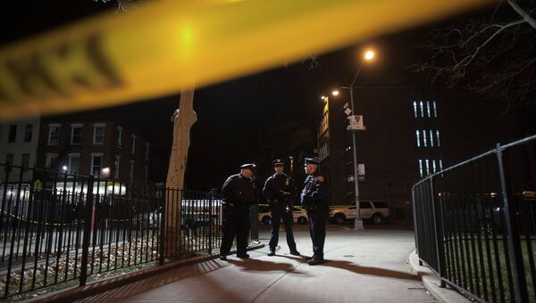 Полицейские на месте убийства своих коллег в Нью-Йорке