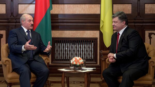 Президент Украины Петр Порошенко и президент Белоруссии Александр Лукашенко. Переговоры на Украине