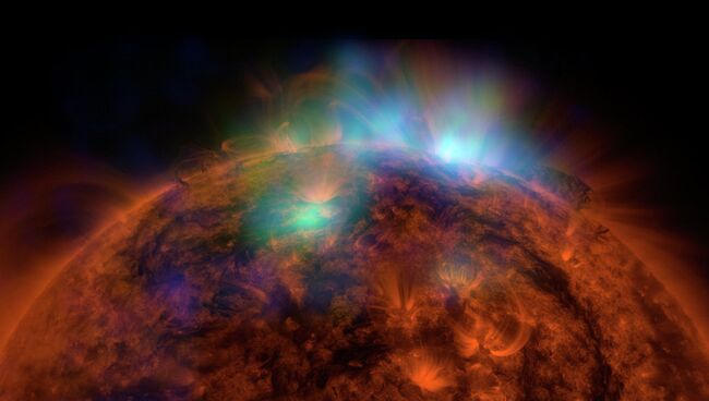Снимок Солнца, сделанный с помощью ядерного спектроскопического телескопа НАСА Array