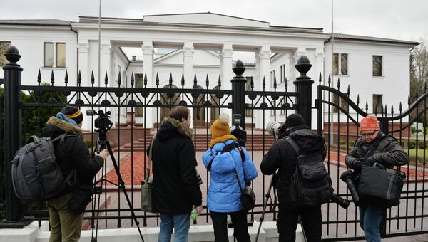 Правительственная резиденция на Войсковом переулке в Минске, где проходит заседание Контактной группы по урегулированию конфликта на востоке Украины