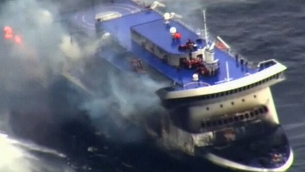 Пожар на пароме Norman Atlantic в Ионическом море. Кадры с места крушения
