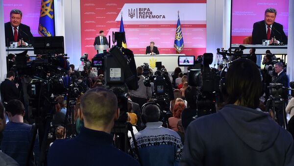 Президент Украины Петр Порошенко во время пресс-конференции в Киеве. 29 декабря 2014