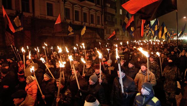 Факельное шествие националистов в Киеве 1 января 2015 года