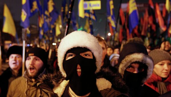 Факельное шествие националистов в Киеве 1 января 2015 года