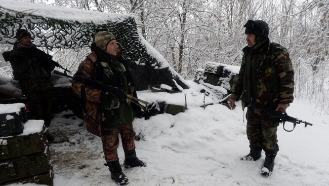 Бойцы украинского добровольческого батальона. Архивное фото