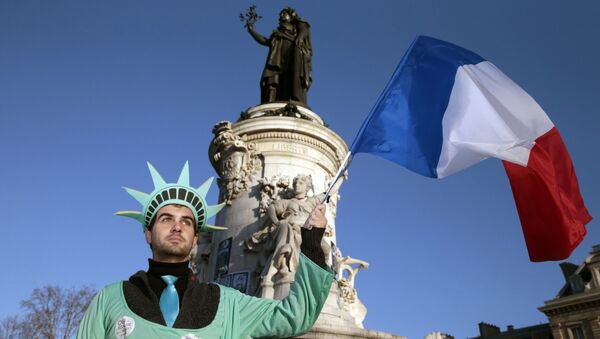 Перед началом марша против терроризма в Париже