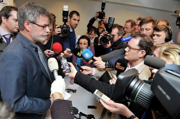 Представитель бельгийской прокуратуры Эрик ван дер Зипт на встрече с журналистами в Брюсселе. 15 января 2015