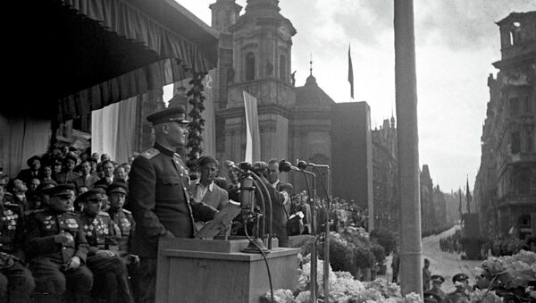 Маршал Советского Союза И.С.Конев в Праге