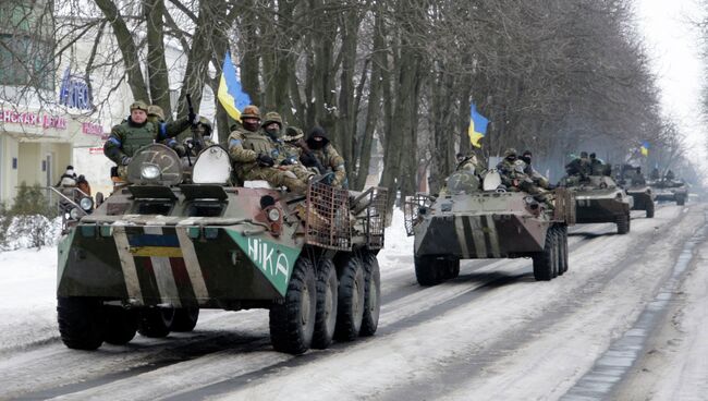 Украинские военные в районе Волновахи, 18 января 2015