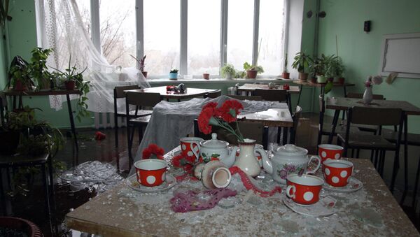 Столовая больницы в Донецке после обстрела украинской артиллерией. Архивное фото