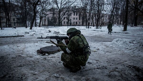 Ополченец в Киевском районе Донецка. 22 января 2015