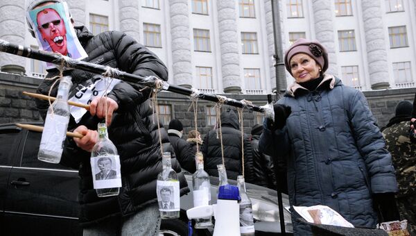 Акция протеста в Киеве против приватизации стратегических предприятий Украины. Архивное фото