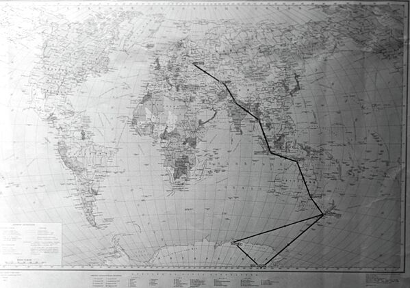 Карта с маршрутом антарктической экспедиции