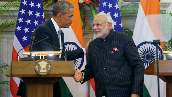 Президент США Барак Обама и премьер-министр Индии Нарендра Моди, 25 января 2015 года