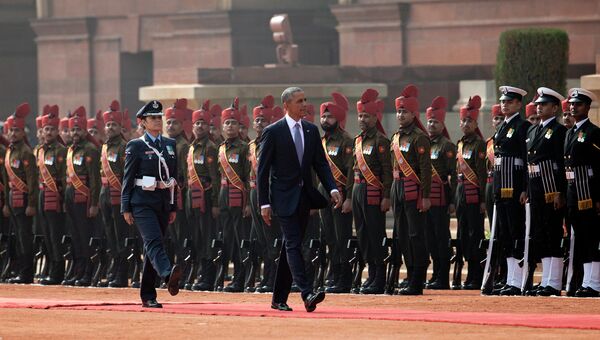 Президент США Барак Обама во время официального визита в Индиию