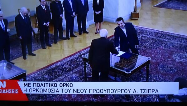 Церемония присяги Алексиса Ципраса в качестве нового премьер-министра Греции